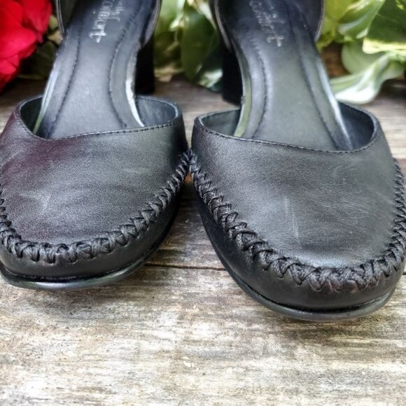 Strictly Comfort Black Mary Jane Heels Retro Swing Dancing Whip Stitch - Picture 3 of 8